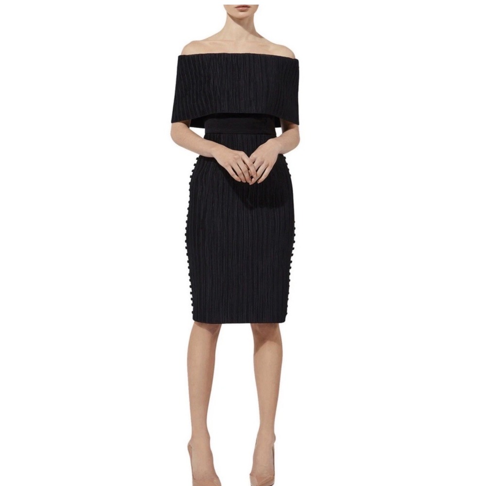 Misha Collection Black Pleated Strapless Midi Dress‎ AW17DR116 Cocktail Dress